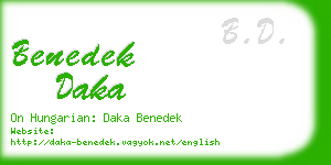 benedek daka business card